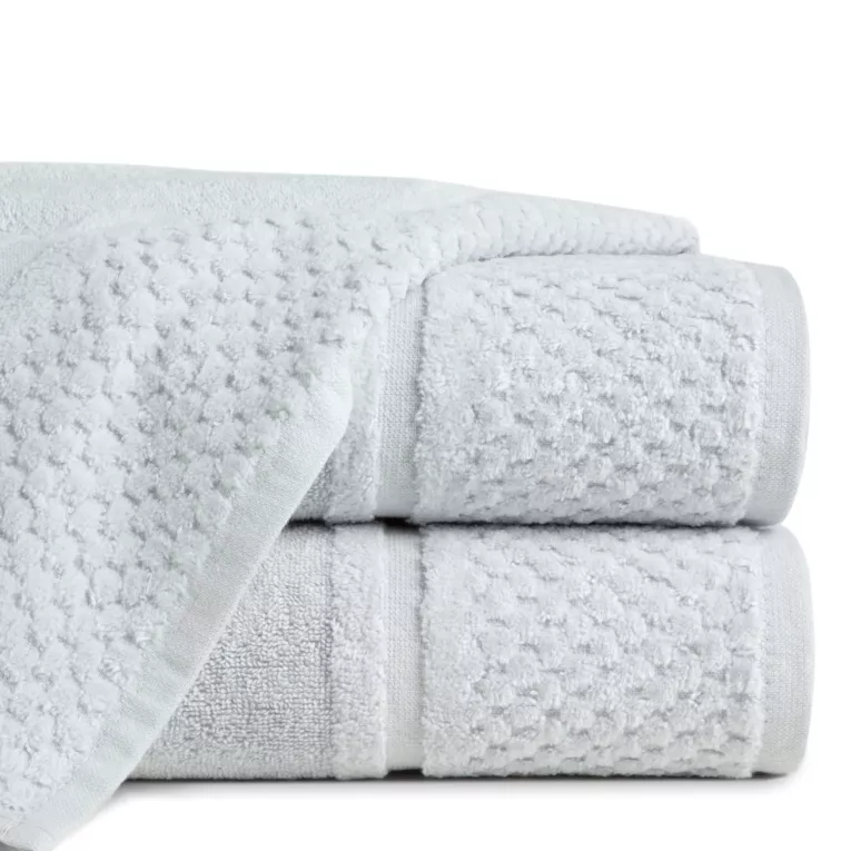 Ręcznik kąpielowy 50x90 cm bawełniany kolor srebrny z efektowną bordiurą 550 g/m2 IBIZA