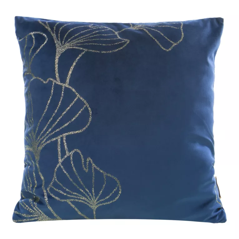 Welwetowa poszewka ze złotym nadrukiem liści miłorzębu