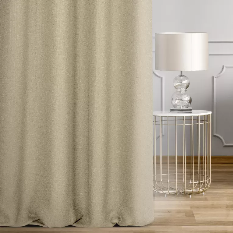 Zasłona szyta na taśmie 8 cm beżowa z tkaniny o naturalnym splocie w stylu eko Italissima