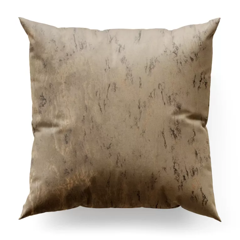 Poszewka szyta beżowo złocista z tkaniny welwetowej ze złotym marmurkowym nadrukiem