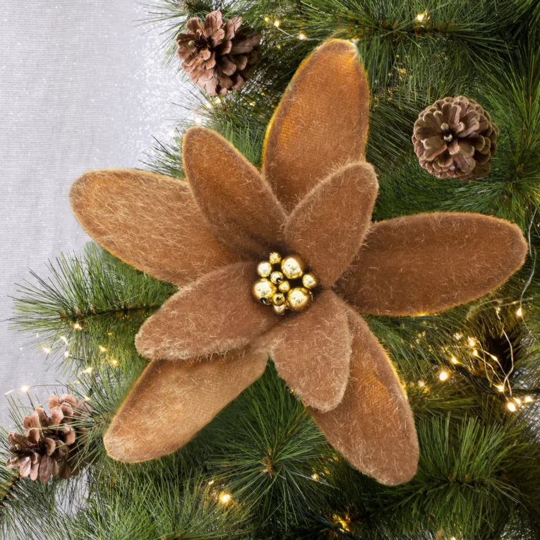 Świąteczny kwiat dekoracyjny z puszystej tkaniny