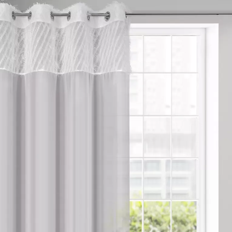 Zasłona jasnoszara w stylu glamour 140x250 cm przelotka - AMIRA
