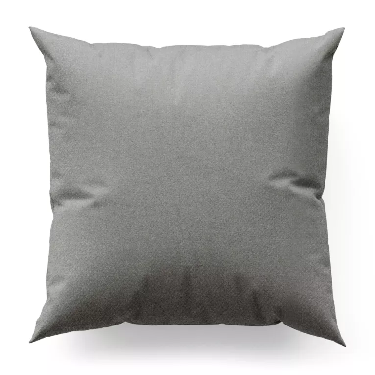 Poszewka szyta szara o naturalnym charakterze, z widocznym, ozdobnym splotem