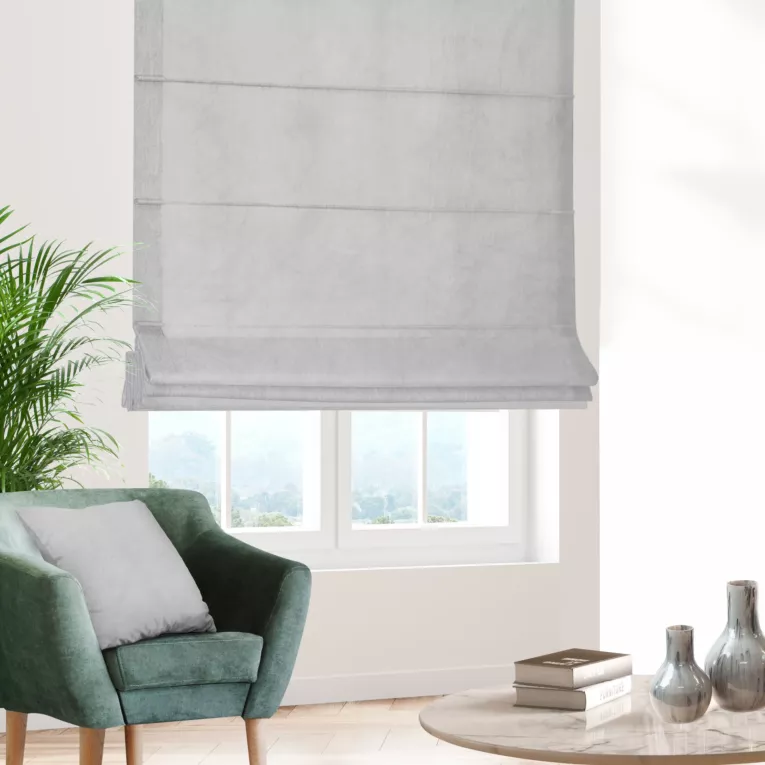 Roleta rzymska WALDO kremowa ze szlachetnej grubej tkaniny welwetowej o gramaturze 400g/m2