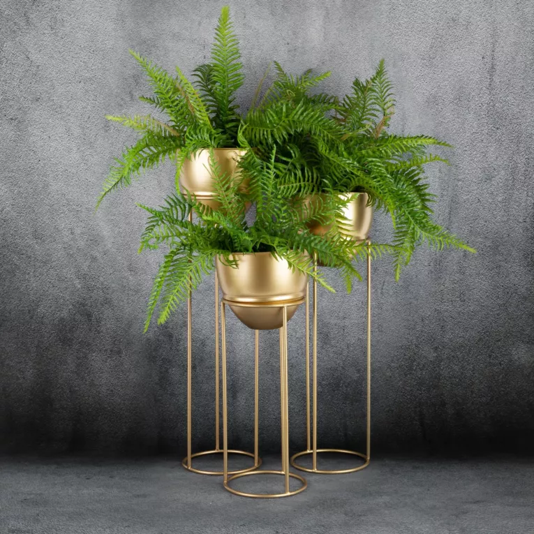 Komplet 3 szt metalowych osłonek na donicę na stojakach