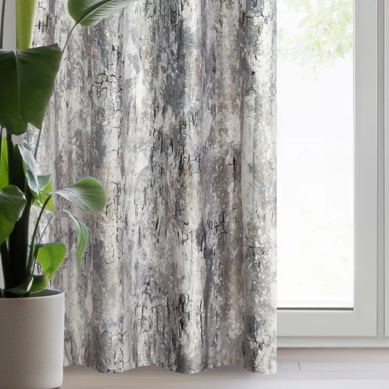 Zasłona welwetowa stalowa z efektem błyszczącej przecierki 140x250 cm przelotka - MALIA