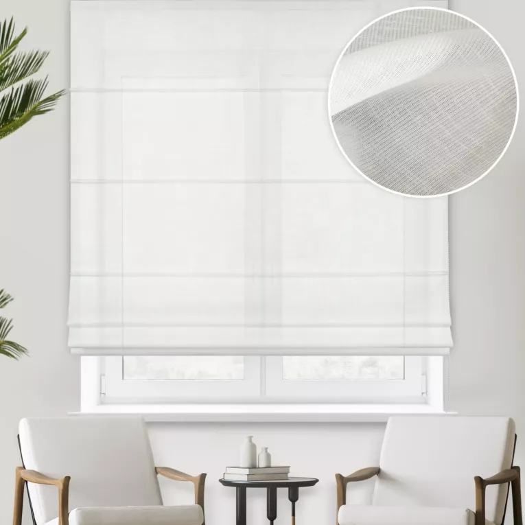 Roleta rzymska SILVINA kremowa z etaminy o gęstym splocie z lekkim połyskiem