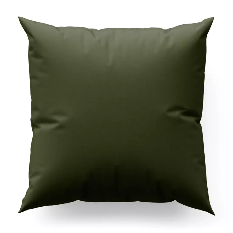 Poszewka szyta ciemnozielona z gładkiej tkaniny zaciemniającej typu dimout wykończona obciążnikiem