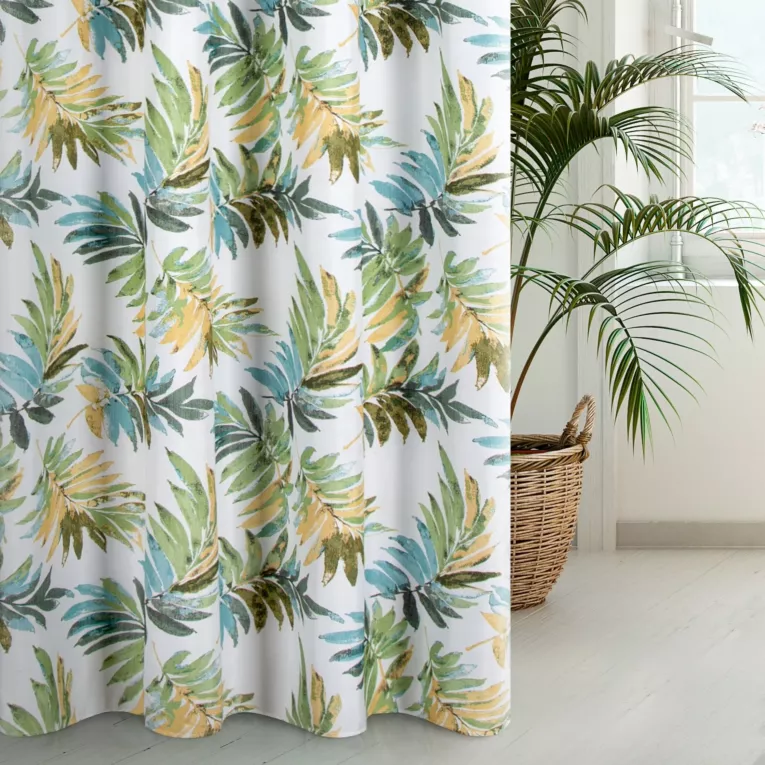 Zasłona SABRINA z wzorem w kolorowe liście z lekkiej, matowej mikrofibry