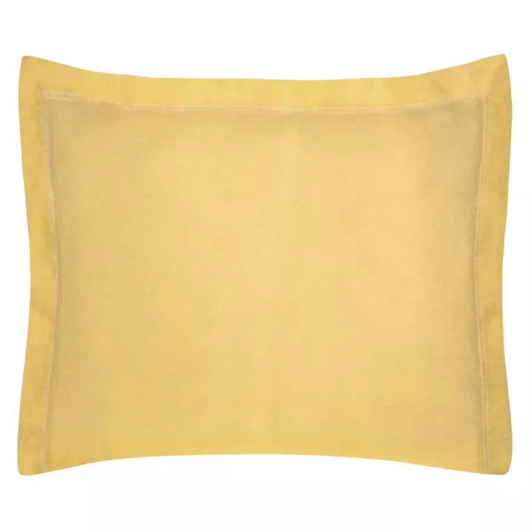 Poszewka na poduszkę 70x90 cm bawełniana musztardowa z satynowym połyskiem i ozdobną kantą NOVA COLOUR