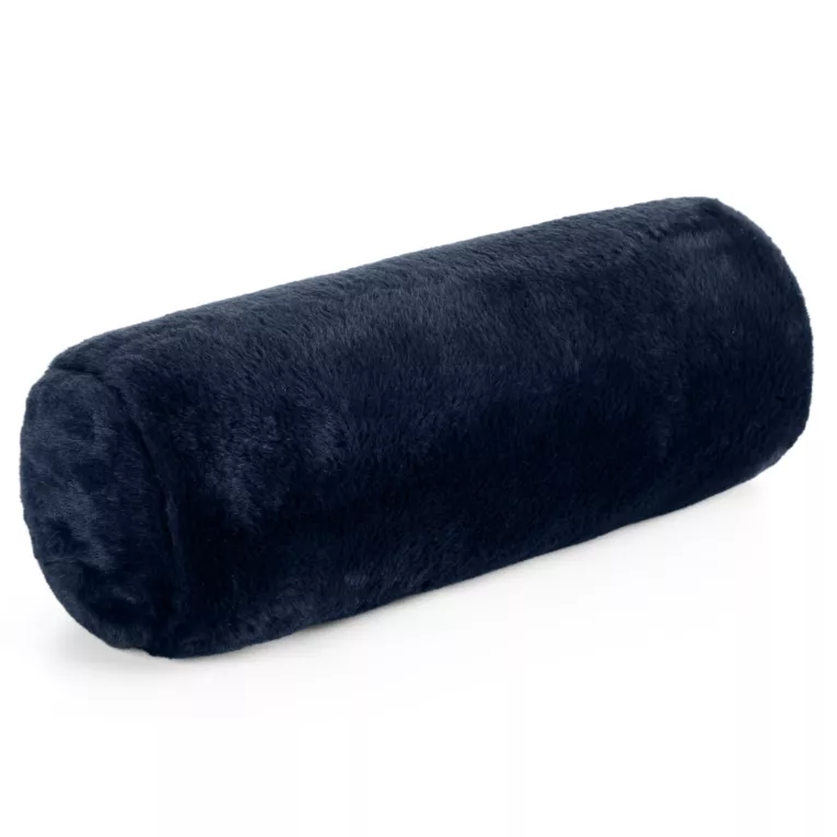 Poduszka wałek 15x45 cm granatowa z miękkiej futrzanej tkaniny  NINA