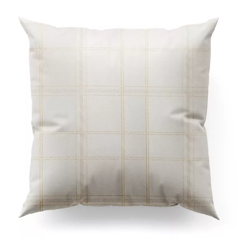 Poszewka szyta kremowo złota z gładkiej tkaniny przeplatanej błyszczącą lureksową nicią