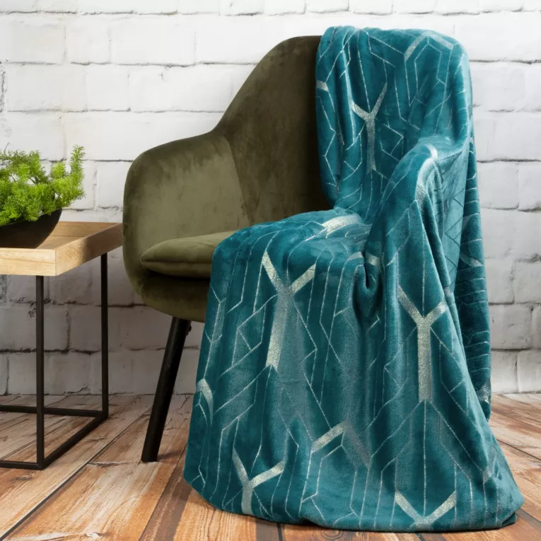 EUROFIRANY PREMIUM Koc  miękki i miły w dotyku z błyszczącym nadrukiem z motywem geometrycznym