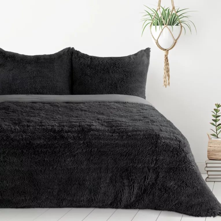 Pościel 160x200 cm z polaru kolor czarny gładka TIFFANY Design 91