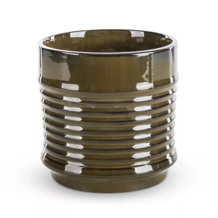 Donica ceramiczna SAMI minimalistyczna, o kształcie walca ze żłobieniami