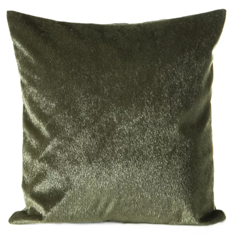 Poszewka na poduszkę 45x45 cm oliwkowa z futerka z krótkim włosem PELO Ella Line