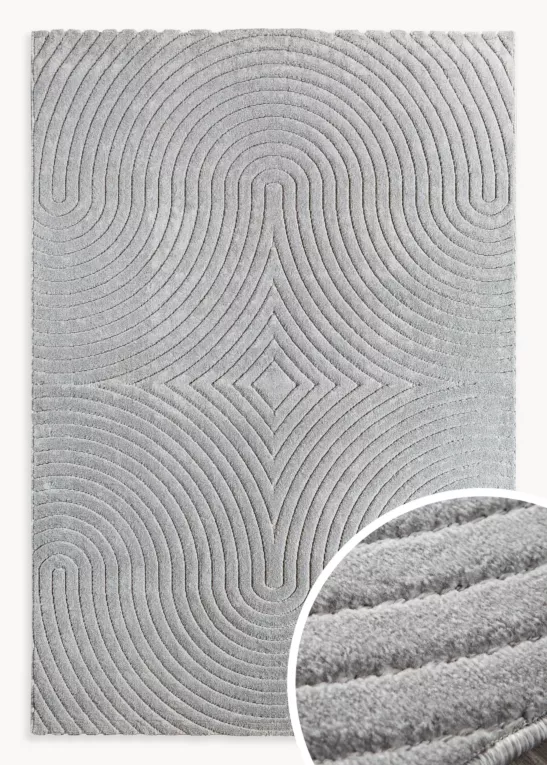 Dywan 80x150 cm stalowy z tłoczonym wzorem 3D VENUS BOHO 1