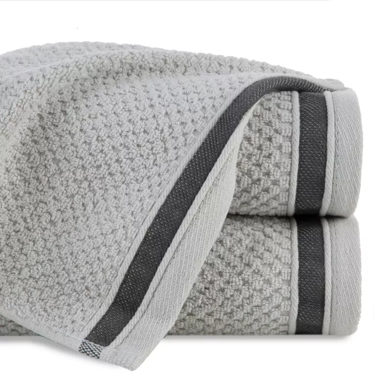 Ręcznik do rąk 30x50 cm bawełniany kolor jasnosrebrny w pasy 500 g/m2 MADLEN