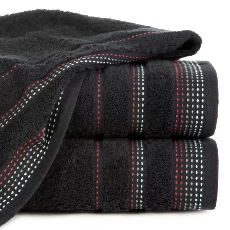 Ręcznik do rąk 30x50 cm bawełniany kolor czarny z ozdobnym stebnowaniem 500 g/m2 POLA