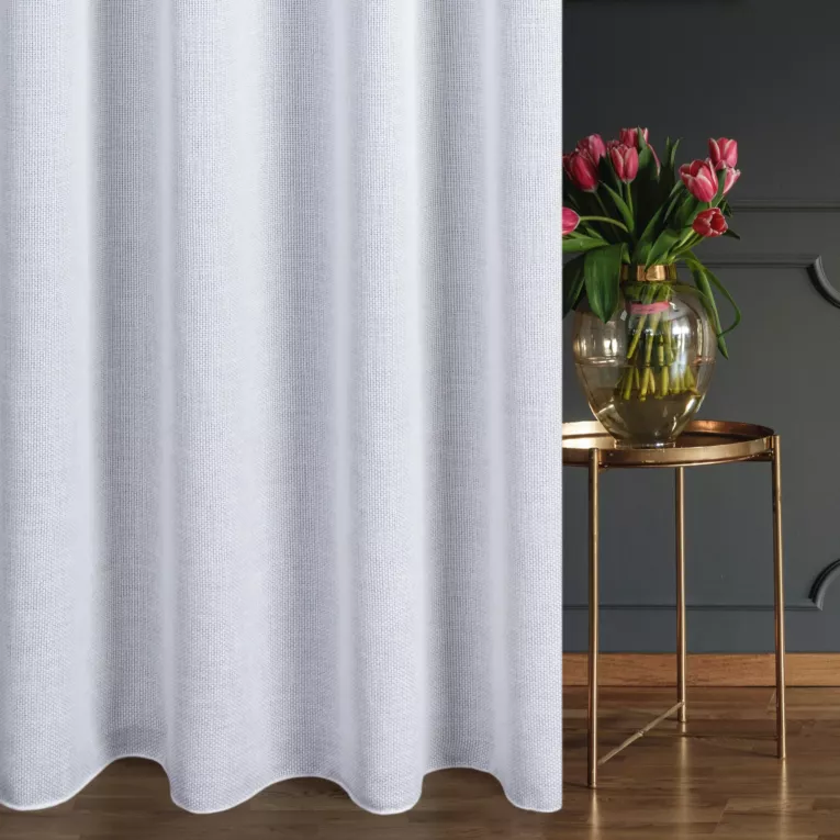 Zasłona szyta na taśmie 5 cm CASSIA naturalna Z MIĘKKIEJ TKANINY O REGULARNYM, LUŹNYM SPLOCIE, WYKOŃCZONA OBCIĄŻNIKIEM