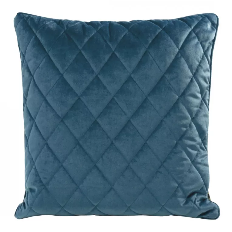 Poduszka 50 x 50 cm granatowa pikowana we wzór karo z ozdobną wypustką na brzegach VELVET 28