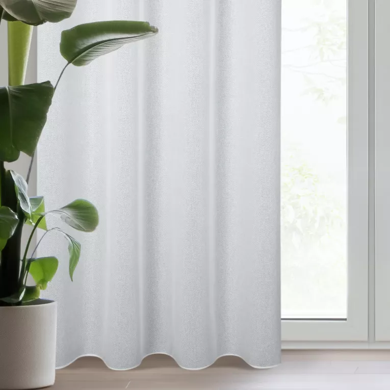 Zasłona naturalna z siateczki przetykana srebrną nicią 140x250 cm przelotka - KENDAL