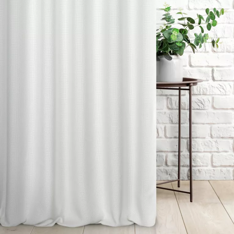 Zasłona szyta na taśmie 5 cm naturalna z strukturalnej tkaniny o naturalnym splocie