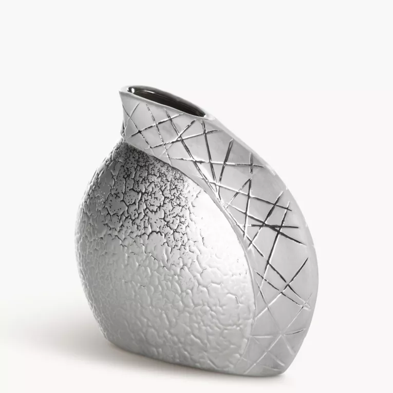Wazon ceramiczny ALIRA łączący strukturalną powierzchnie z lśniącym wzorem