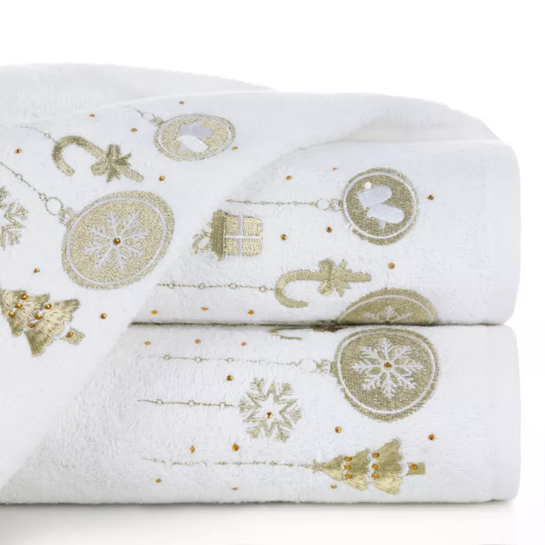 Ręcznik kąpielowy świąteczny 70X140 cm bawełniany kolor biały 450 g/m2 SANTA