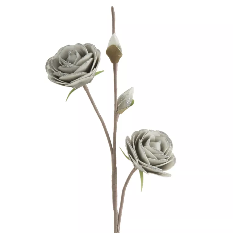 SZTUCZNY KWIAT dekoracyjny z plastycznej pianki z płatkami obrzeżonymi brokatem