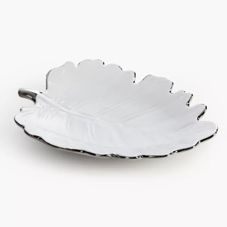 Patera dekoracyjna z glinki ceramicznej w kształcie liścia ALMA 3