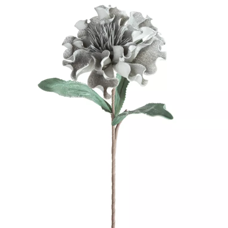 Kwiat sztuczny popielaty z plastycznej pianki foamiran 75 cm
