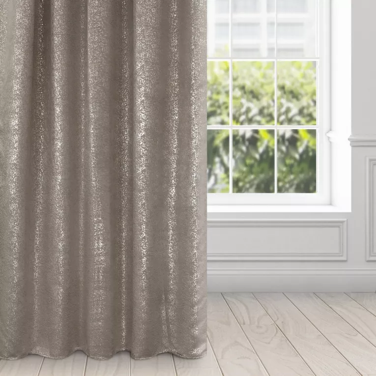 Zasłona KATIE zaciemniająca typu blackout z nakrapianym srebrnym nadrukiem