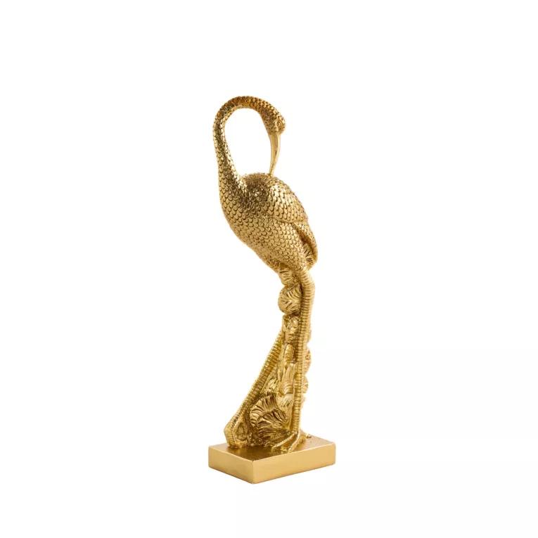 Żuraw figurka dekoracyjna złota