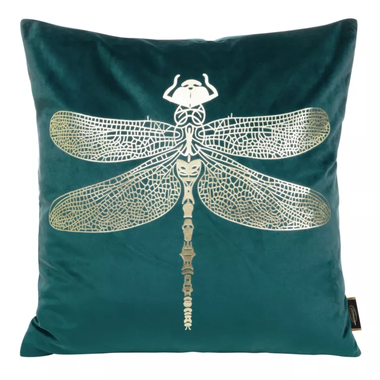 Welwetowa poszewka BLINK16 z nadrukiem złotej ważki