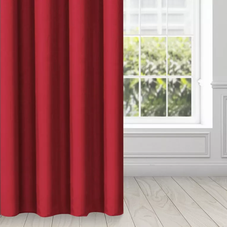 Zasłona czerwona z matowej gładkiej tkaniny 140x250 cm przelotka - RITA