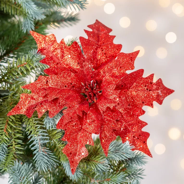 Świąteczny kwiat dekoracyjny z miękkiej tkaniny