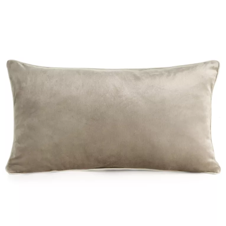 Poduszka 30 x 50 cm welwetowa ciemnbeżowa z kontrastującą lamówką GAJA 3