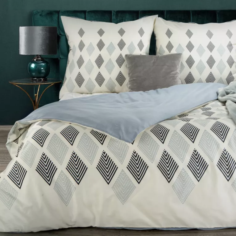 Pościel 220x200 cm bawełniana kolor jasnokremowy, jasnoniebieski z wzorem geometrycznym DIVA 6 Diva Line