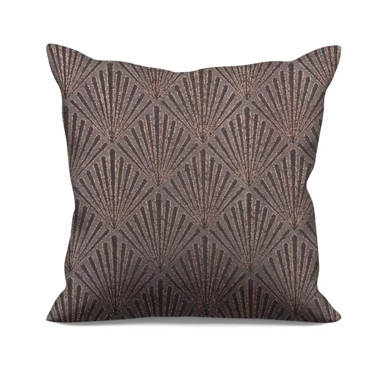 Poszewka szyta grafitowo miedziana z tkaniny, z geometrycznym wzorem, z dodatkiem połyskującej nici