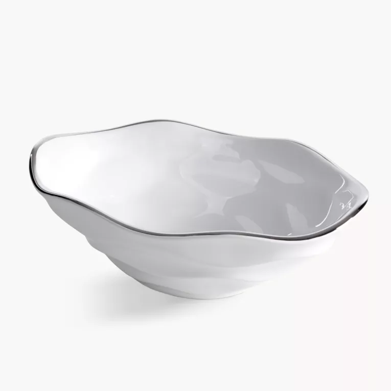 Misa dekoracyjna biało, srebrna 25x16x8 cm BONI