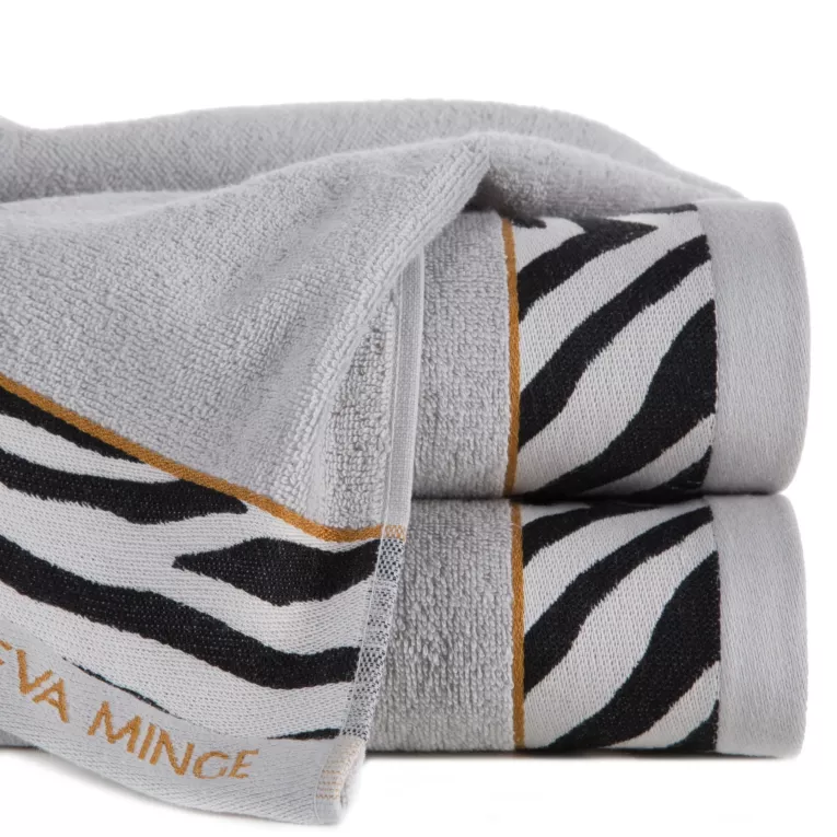 Ręcznik do rąk 30x50 cm bawełniany kolor srebrny,czarny z designerską bordiurą 500 g/m2 EVA 22 Eva Minge