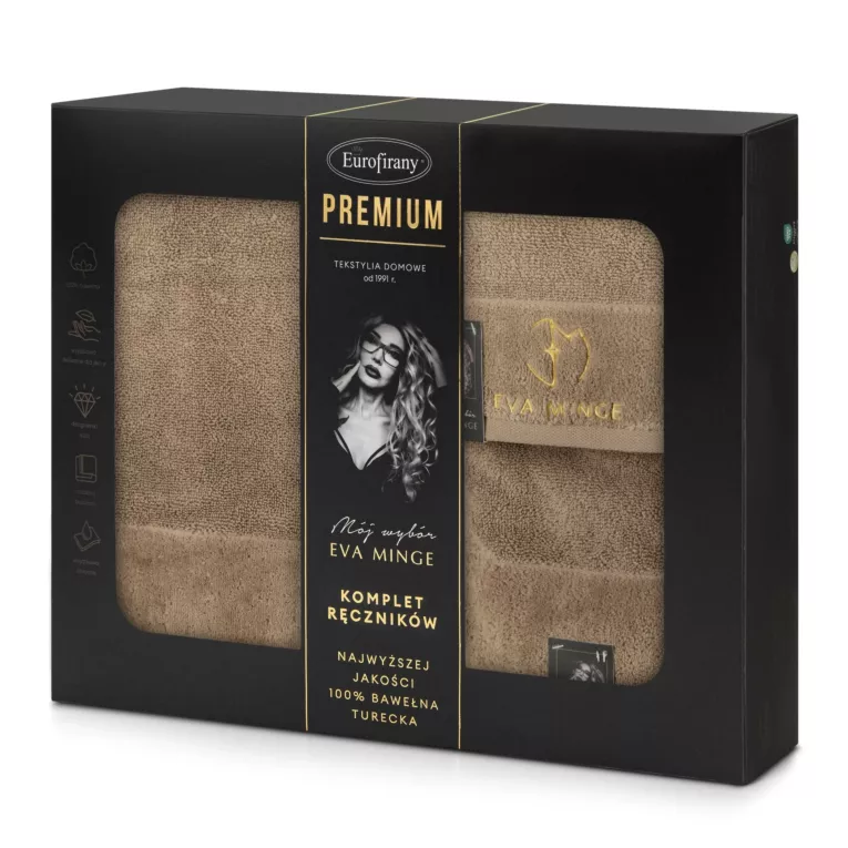Zestaw ręczników bawełnianych na prezent 3 szt kolor beżowy 550 g/m2 GAJA Eva Minge