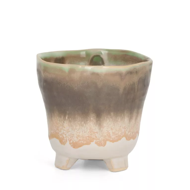 Osłonka ceramiczna na donicę KATIA w stylu boho z cieniowaniem