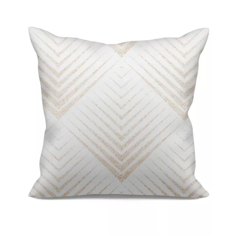 Poszewka szyta naturalno złota z miękkiej tkaniny welwetowej ze złotym nadrukiem