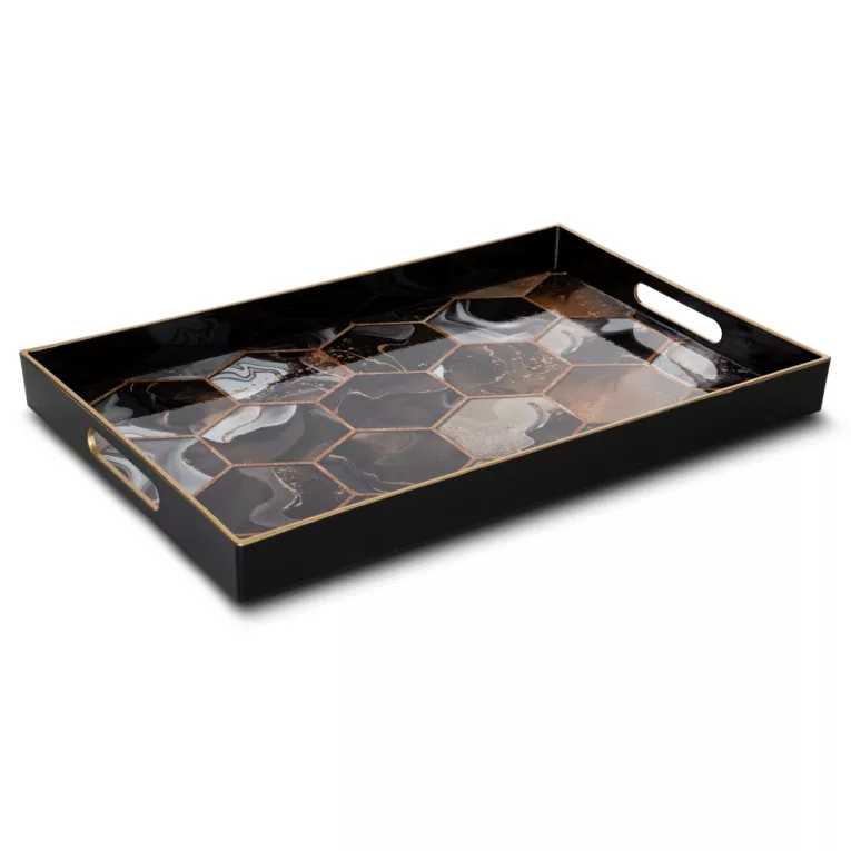 Prostokątna taca dekoracyjna DOMI z geometrycznym nadrukiem