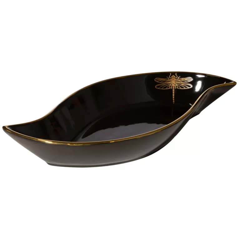 Patera ceramiczna z nadrukiem złotej ważki