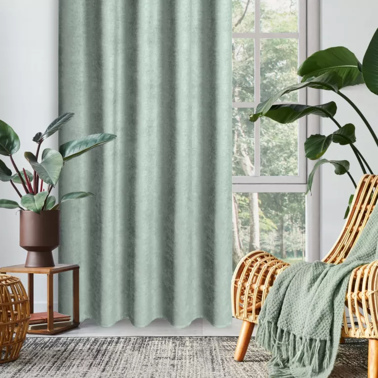 Zasłona miętowa z tkaniny welurowej 100x260 cm szerokość po zmarszczeniu fala 1:1,5 Dora