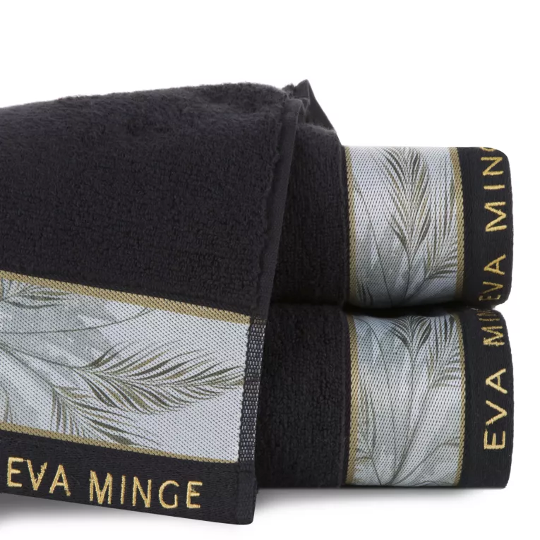Ręcznik do rąk 30x50 cm bawełniany kolor czarny z designerską bordiurą 500 g/m2 EVA 17 Eva Minge