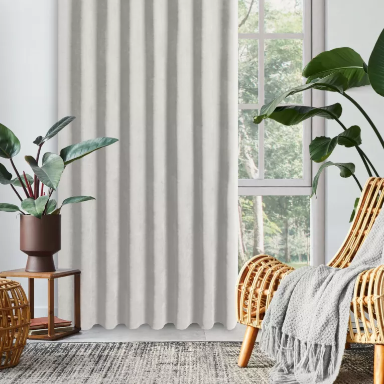 Zasłona jasnoszara z tkaniny welurowej 100x260 cm szerokość po zmarszczeniu flex 1:1,5 Dora